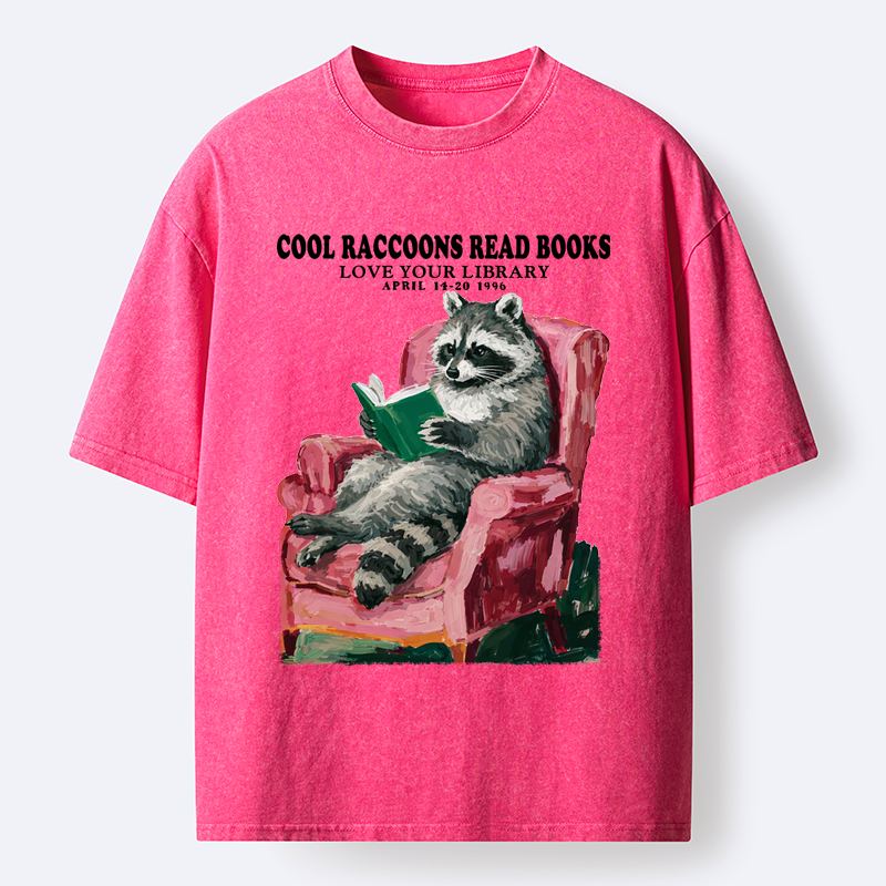 Kyoto-Lion Cool Raccoon Reads Washed T-Shirt
