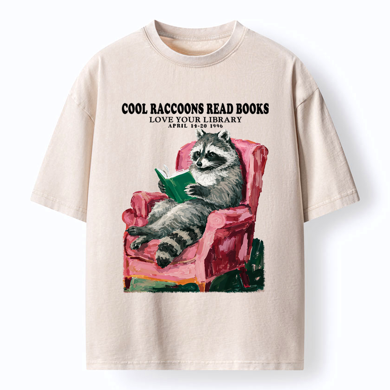 Cool Raccoon Washed T-Shirt for Daily Wear