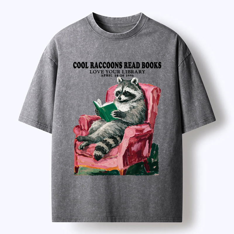 Cool Raccoon Washed T-Shirt for Daily Wear