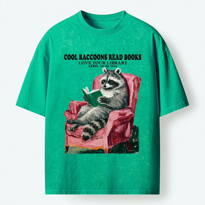 Cool Raccoon Washed T-Shirt for Daily Wear