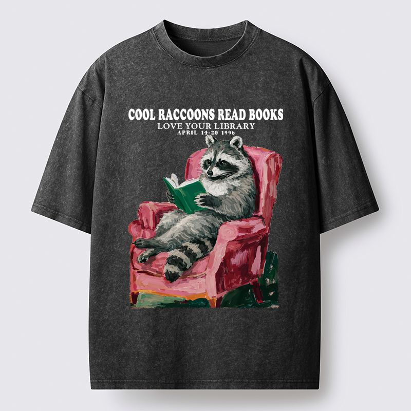 Cool Raccoon Washed T-Shirt for Daily Wear