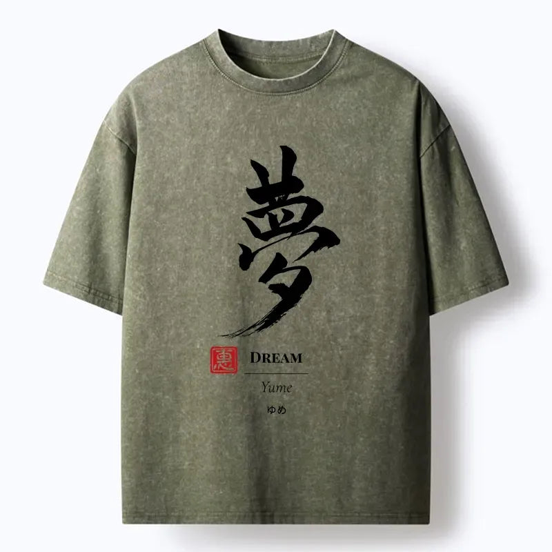 Kyoto-Lion Dreams In Brush Strokes Washed T-Shirt