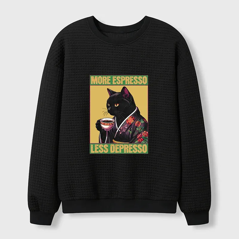 Kyoto-Lion Up Caffeine Down Depression Waffle Sweatshirt