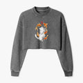 Kyoto-Lion Zen Cat And The Dancing Fish Washed Crop Sweatshirt