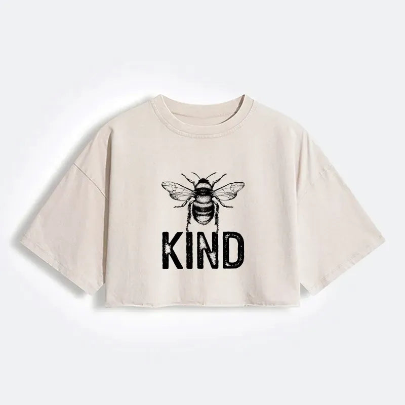 Japanese minimalist bee kind crop t-shirt