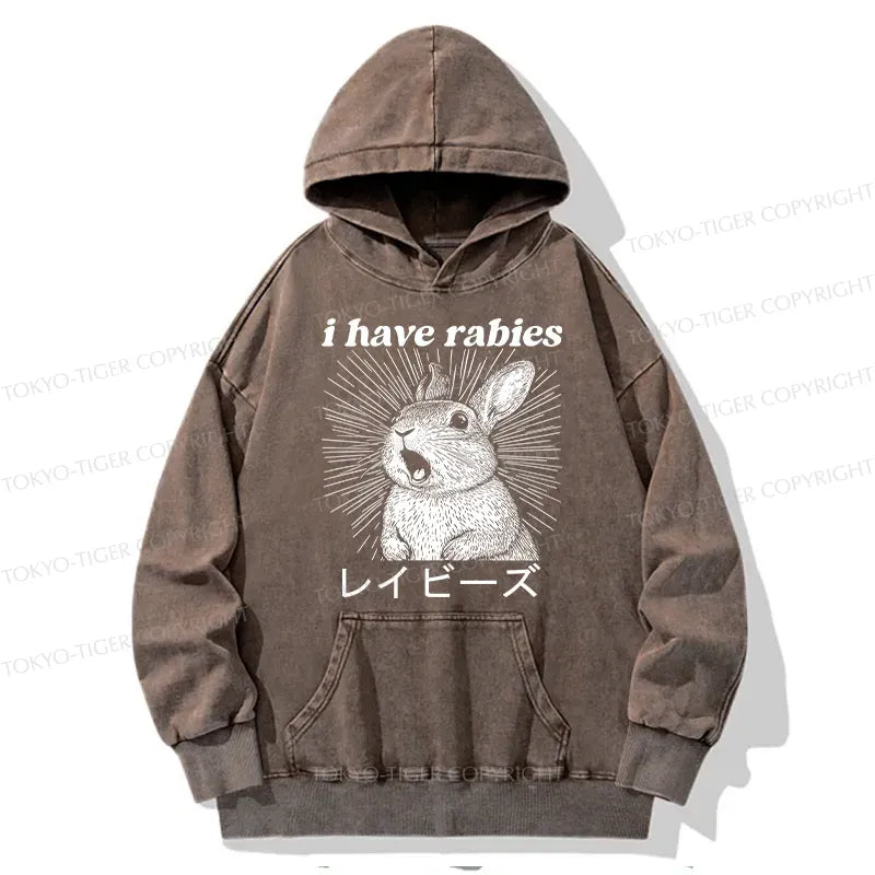 Kyoto-Lion Funny Rabbit Washed Hoodie