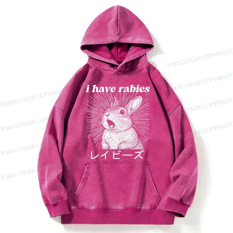 Kyoto-Lion Funny Rabbit Washed Hoodie