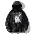 Kyoto-Lion Funny Rabbit Washed Hoodie