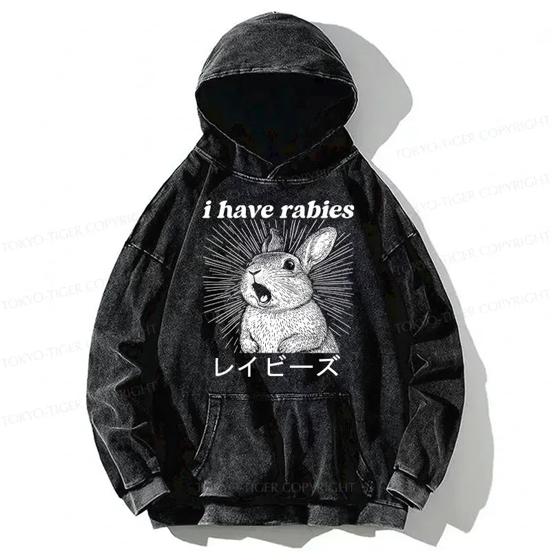 Kyoto-Lion Funny Rabbit Washed Hoodie