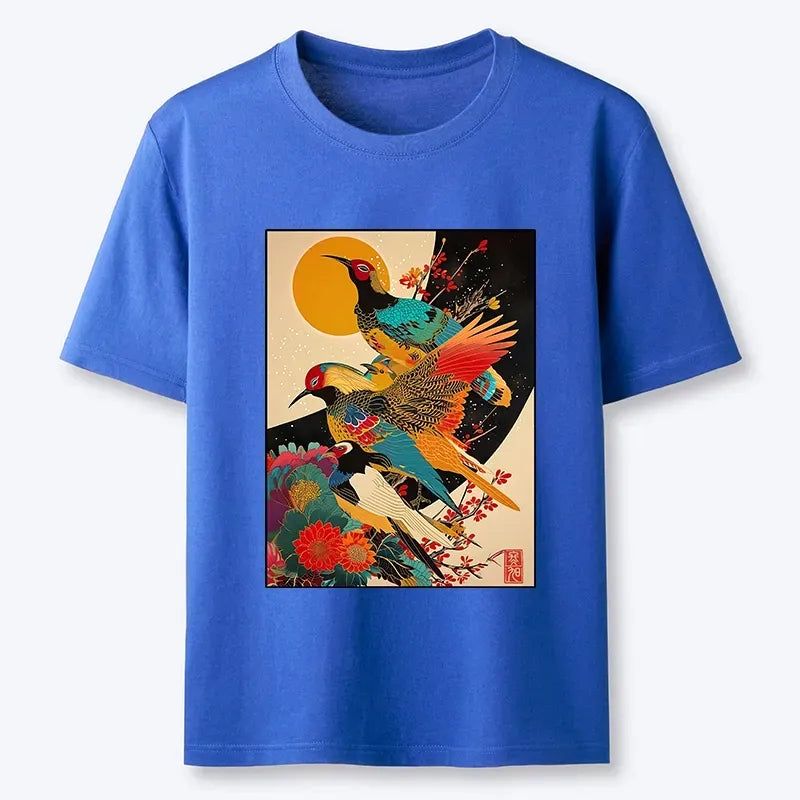 Vintage Sunrise Pheasants Blossom T-Shirt