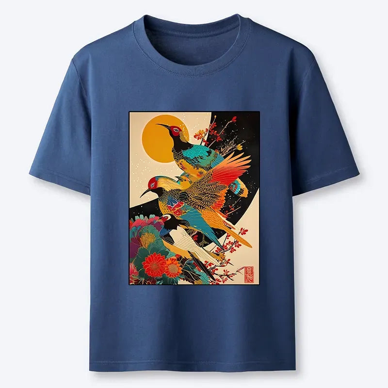 Vintage Sunrise Pheasants Blossom T-Shirt
