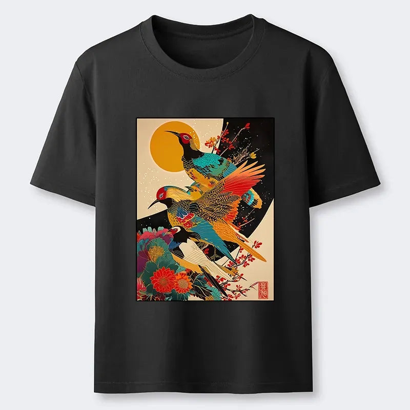 Vintage Sunrise Pheasants Blossom T-Shirt