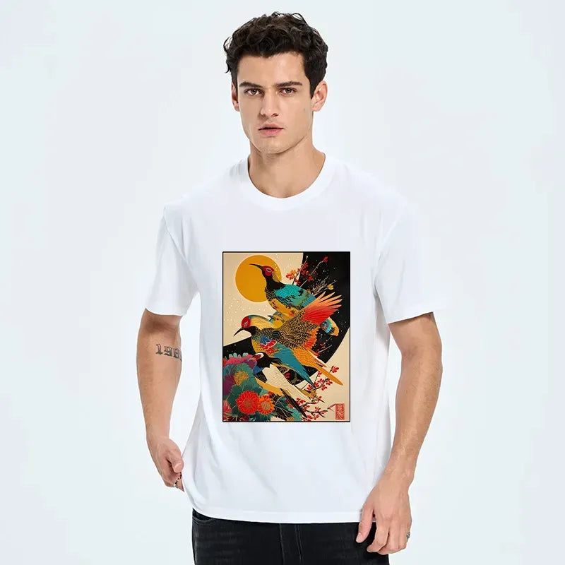 Vintage Sunrise Pheasants Blossom T-Shirt