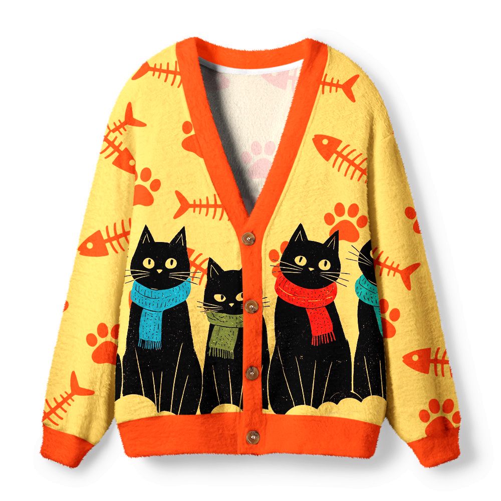 Kyoto-Lion Cute Scarf Cat Ugly Cardigan Sweater