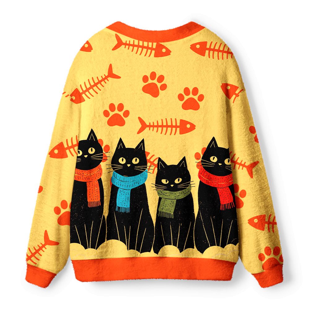 Kyoto-Lion Cute Scarf Cat Ugly Cardigan Sweater