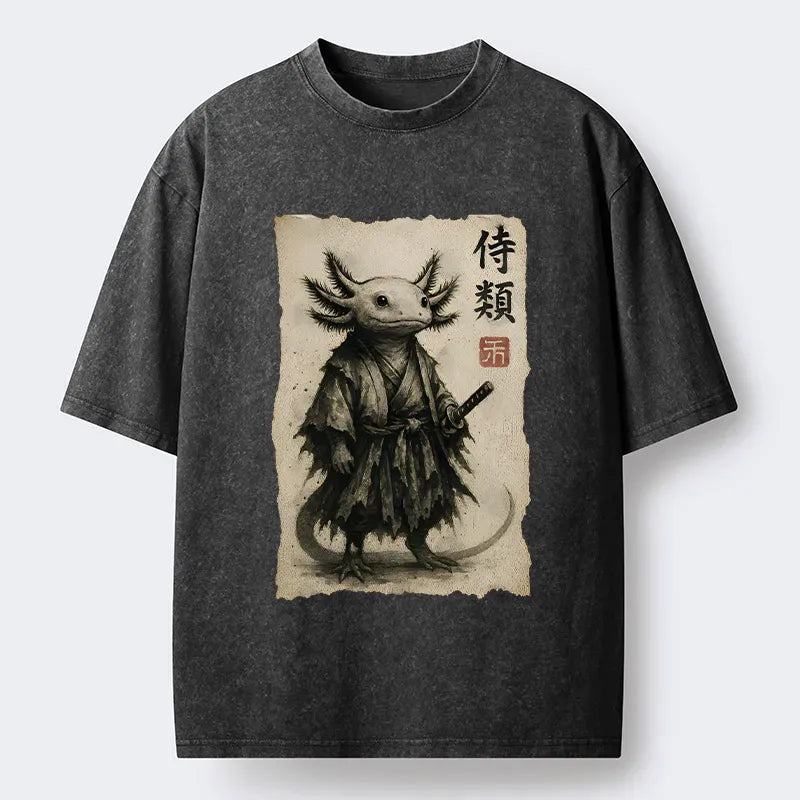 Kyoto-Lion Salamander Japanese Samurai Washed T-Shirt