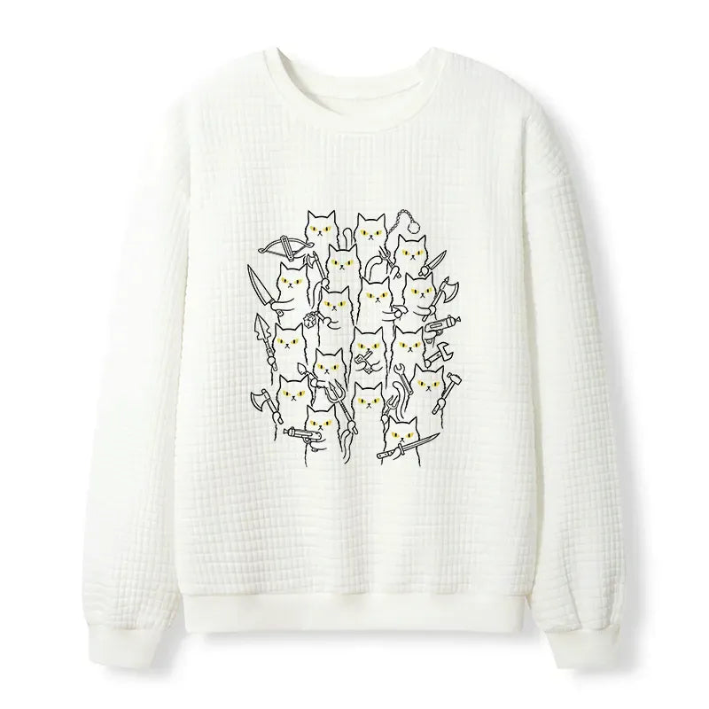 Kyoto-Lion Various Branches Of The Cat Army Waffle Sweatshirt
