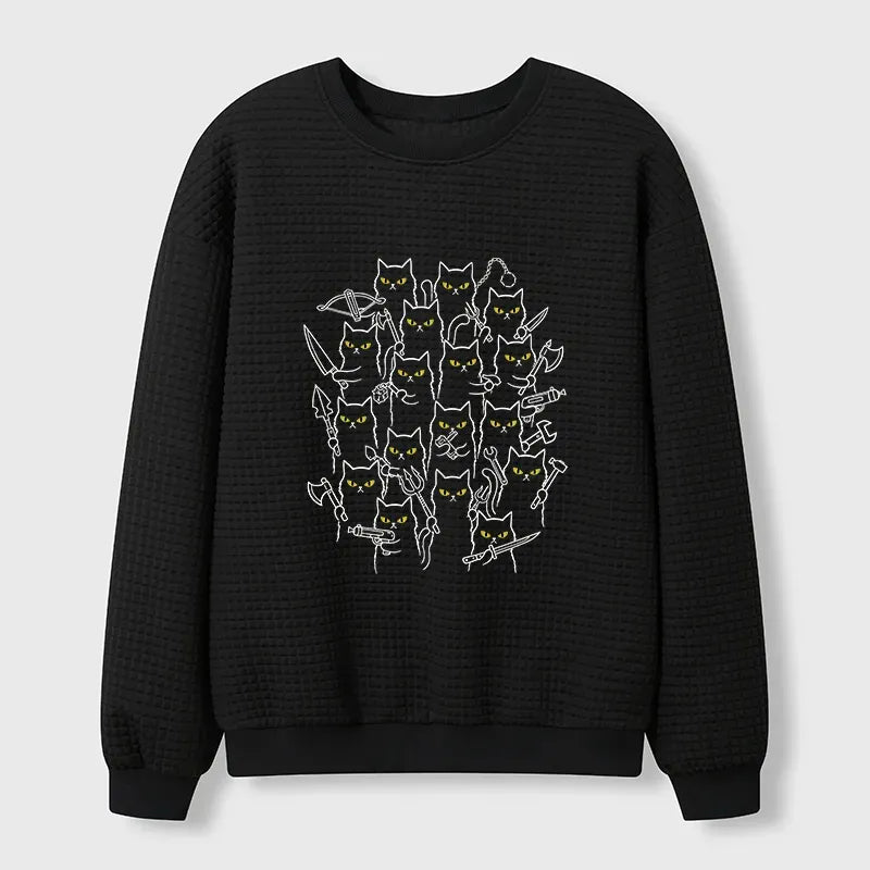 Kyoto-Lion Various Branches Of The Cat Army Waffle Sweatshirt