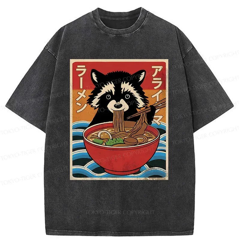 Funny Japanese Raccoon T-Shirt Gift Idea
