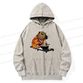 Kyoto-Lion Cute Capybara Eating Ramen Washed Hoodie