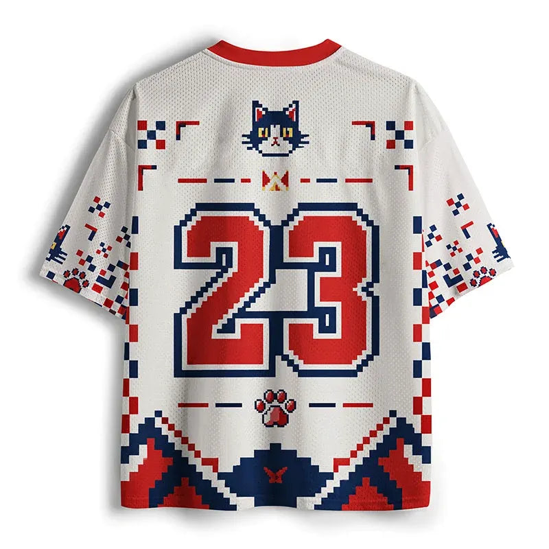 Kyoto-Lion Pixel Game Cat Mesh Jersey