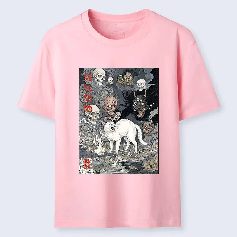 trending japanese ukiyo-e cat t-shirt for summer