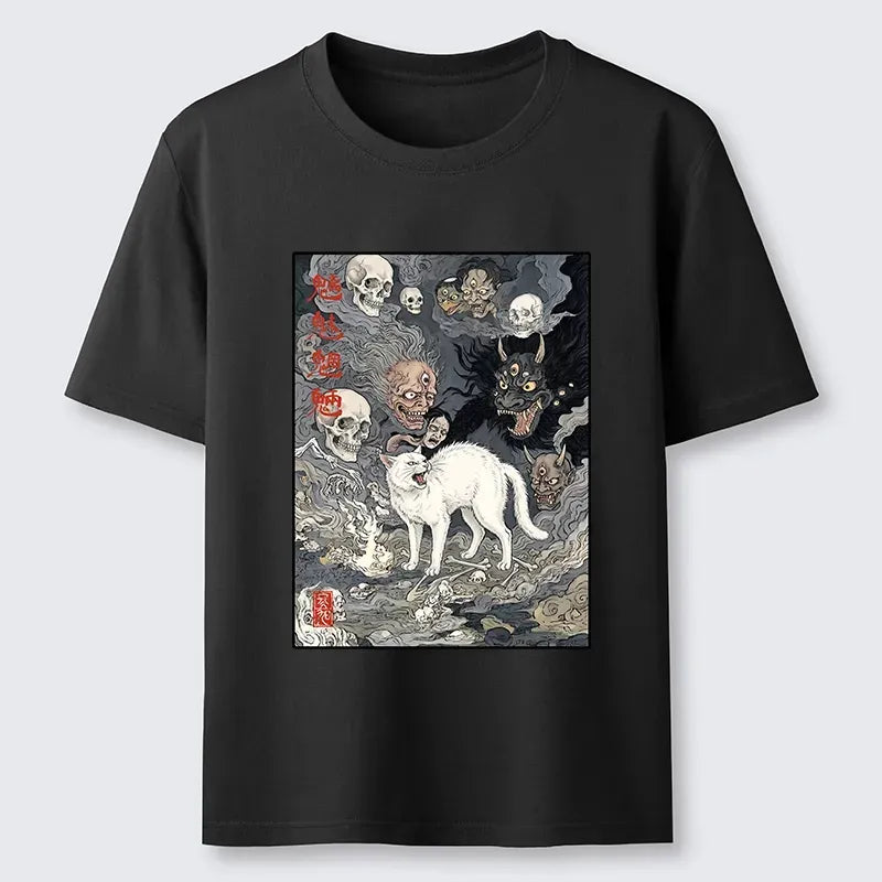 trending japanese ukiyo-e cat t-shirt for summer