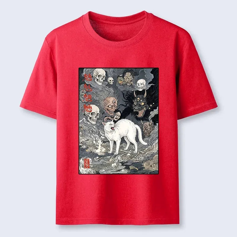 trending japanese ukiyo-e cat t-shirt for summer