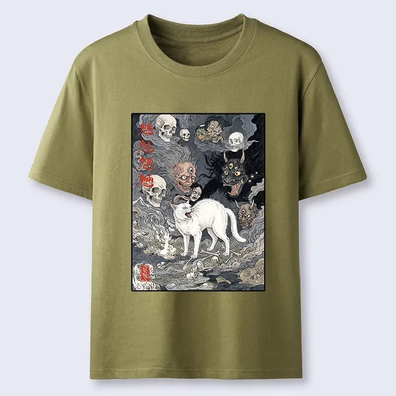 trending japanese ukiyo-e cat t-shirt for summer