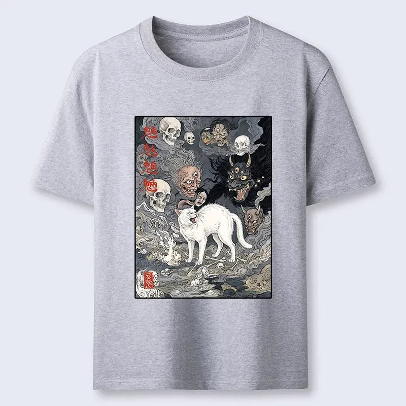 spooky japanese ghost cat ukiyo-e t-shirt
