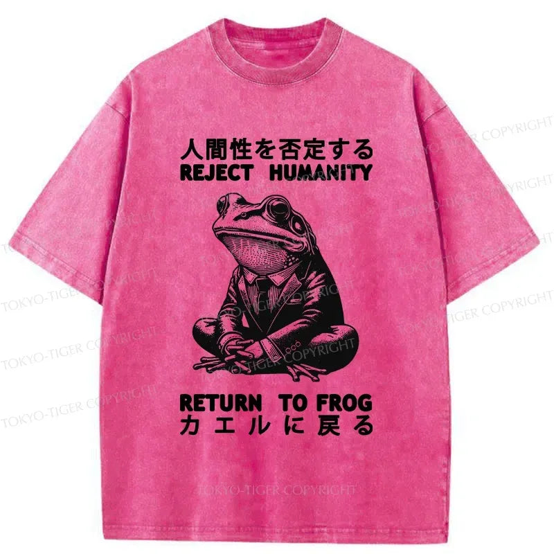 Kyoto-Lion Reject Humanity Work Frog Washed T-Shirt