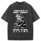 Kyoto-Lion Reject Humanity Work Frog Washed T-Shirt