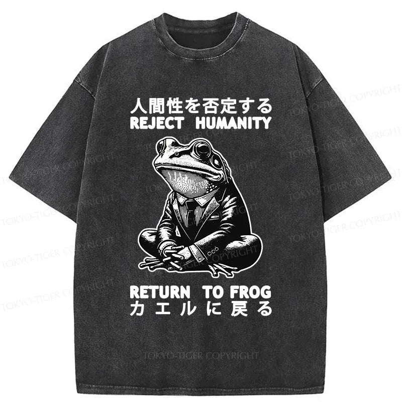 Kyoto-Lion Reject Humanity Work Frog Washed T-Shirt