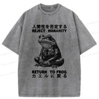 Kyoto-Lion Reject Humanity Work Frog Washed T-Shirt