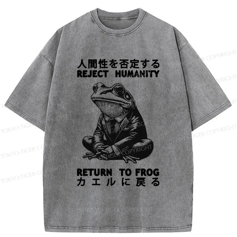 Kyoto-Lion Reject Humanity Work Frog Washed T-Shirt