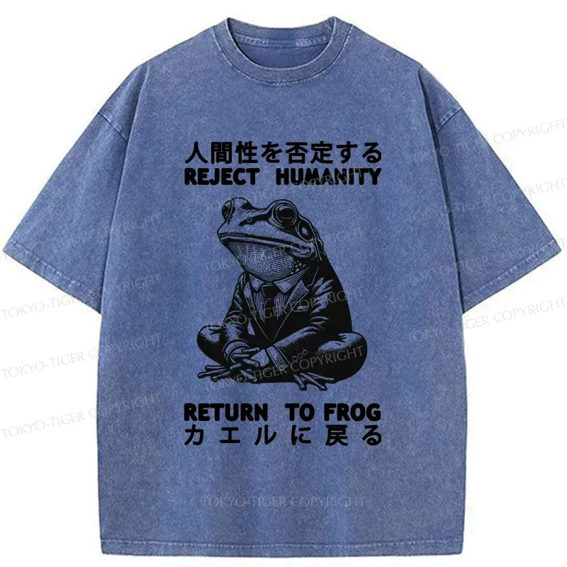 Kyoto-Lion Reject Humanity Work Frog Washed T-Shirt