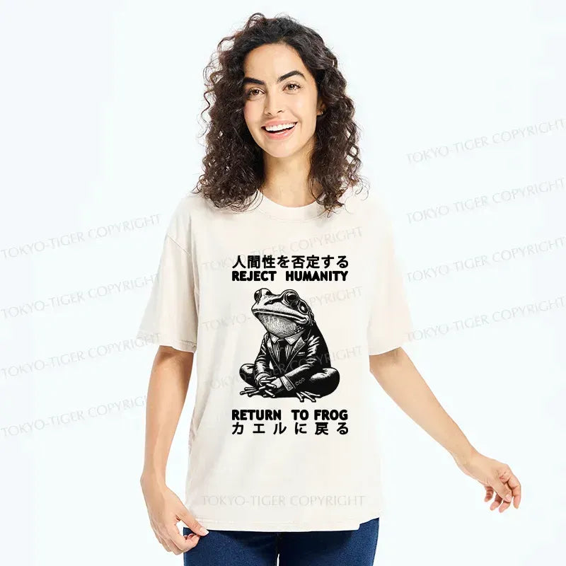 Kyoto-Lion Reject Humanity Work Frog Washed T-Shirt
