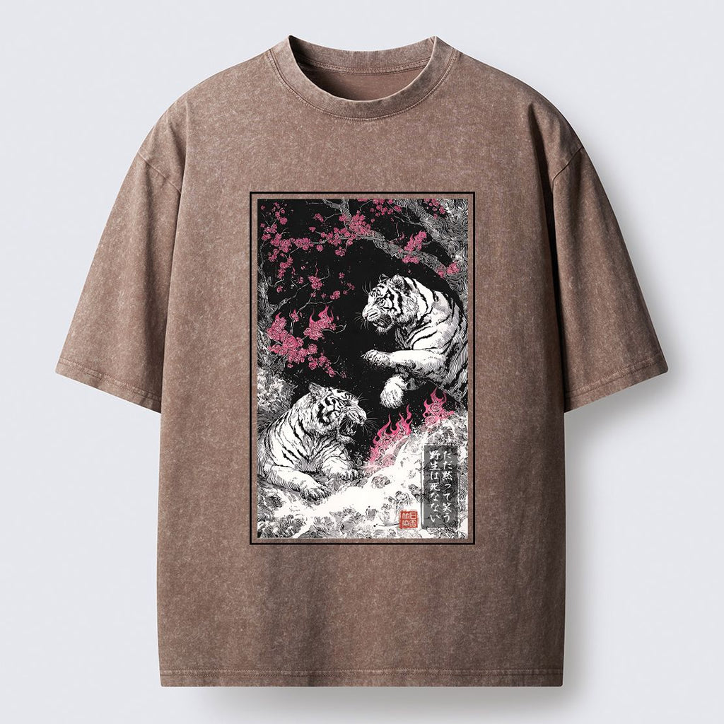 Kyoto-Lion Tigers In The Inkstorm Washed T-Shirt