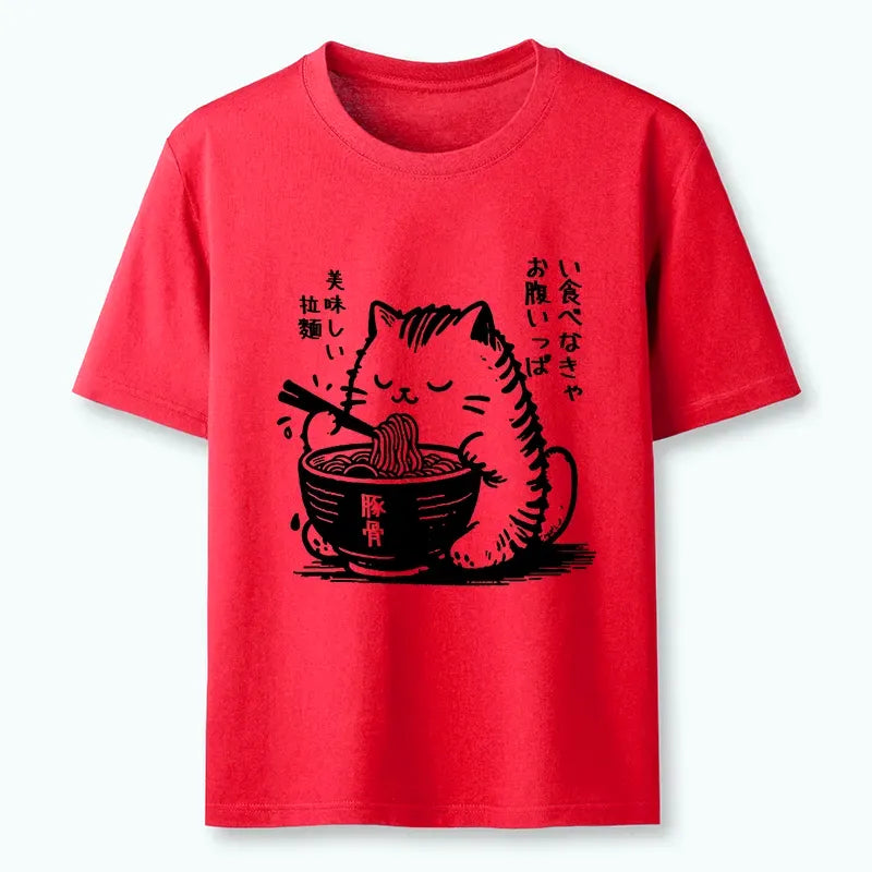 Funny Cat Eating Ramen Japanese T-Shirt