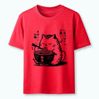 Funny Cat Eating Ramen Japanese T-Shirt