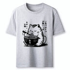 Funny Cat Eating Ramen Japanese T-Shirt