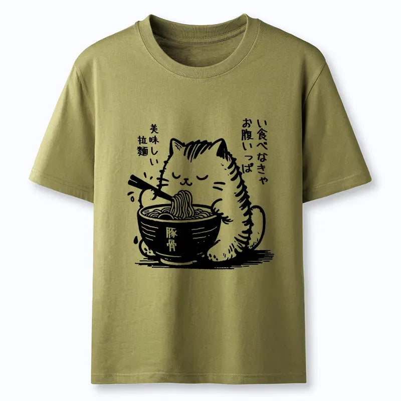 Funny Cat Eating Ramen Japanese T-Shirt
