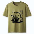 Funny Cat Eating Ramen Japanese T-Shirt