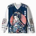Kyoto-Lion Skeleton Sun Kimono Paneled Long Sleeve Jersey