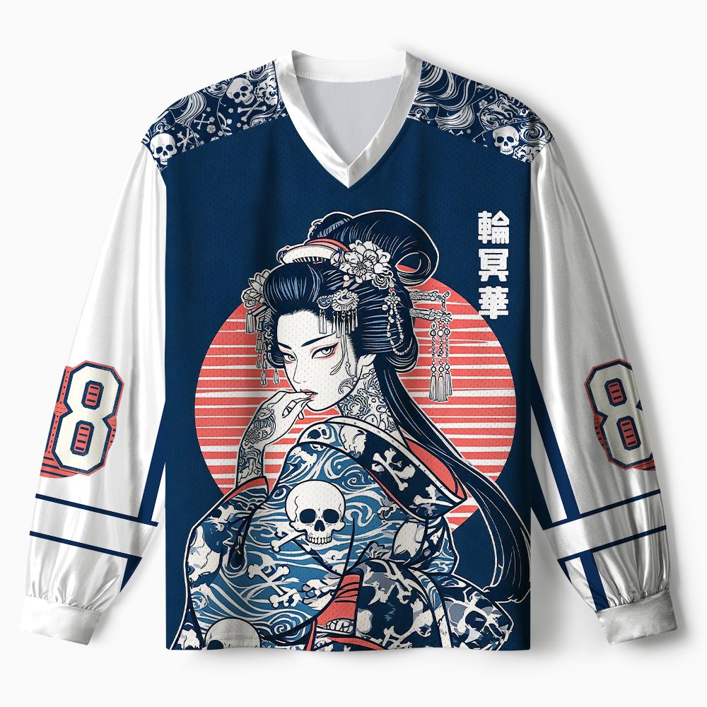 Kyoto-Lion Skeleton Sun Kimono Paneled Long Sleeve Jersey