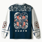 Kyoto-Lion Skeleton Sun Kimono Paneled Long Sleeve Jersey