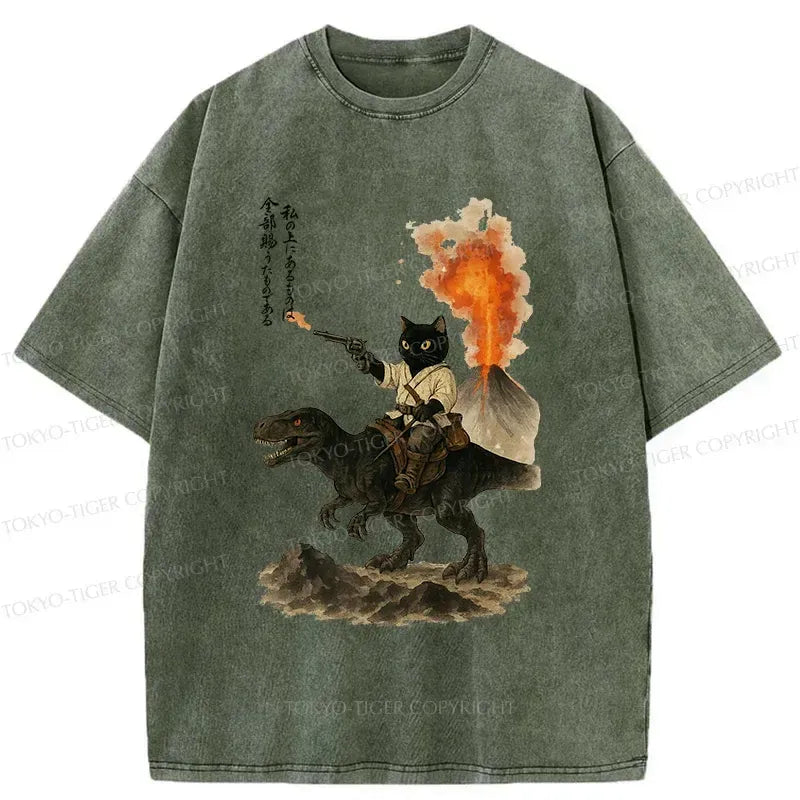 Kyoto-Lion Unisex Cat Dinosaur Tee