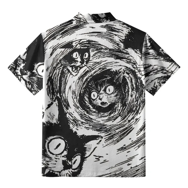 Kyoto-Lion Cat In The Vortex Button-up Shirt