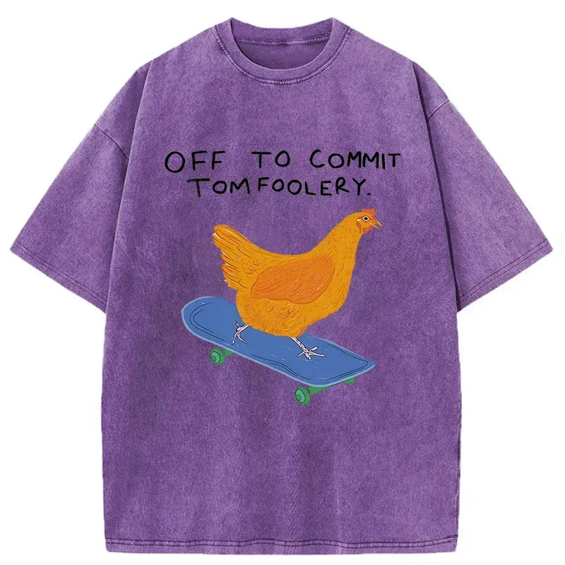 Kyoto-Lion Chicken Was About To Do Something Bad Washed T-Shirt