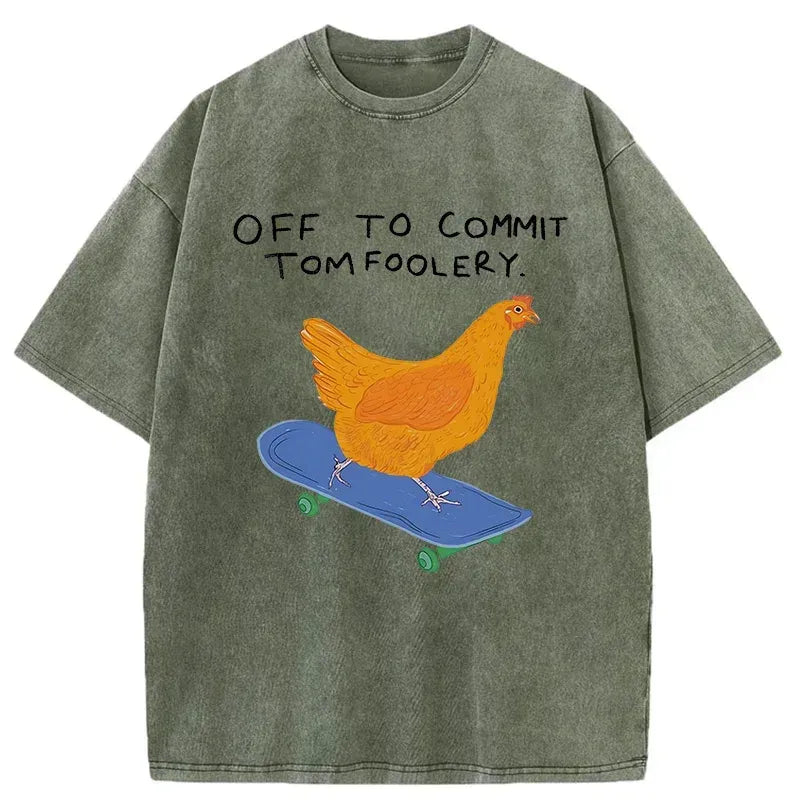 Kyoto-Lion Chicken Was About To Do Something Bad Washed T-Shirt